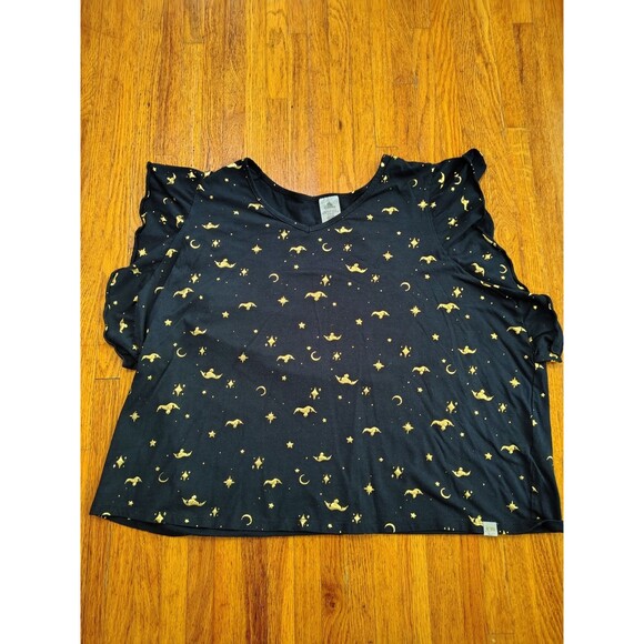 Disney Tops - Disney Aladdin Magic Carpet Sz 2X flutter sleeves graphic tee Blouse Black  Gold